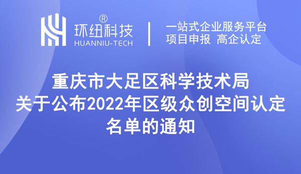 重慶市大足區(qū)2022年區(qū)級眾創(chuàng)空間認定名單