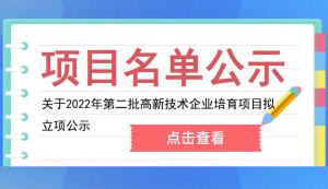 大渡口區(qū) | 關于2022年第二批高新技術企業(yè)培育項目擬立項公示